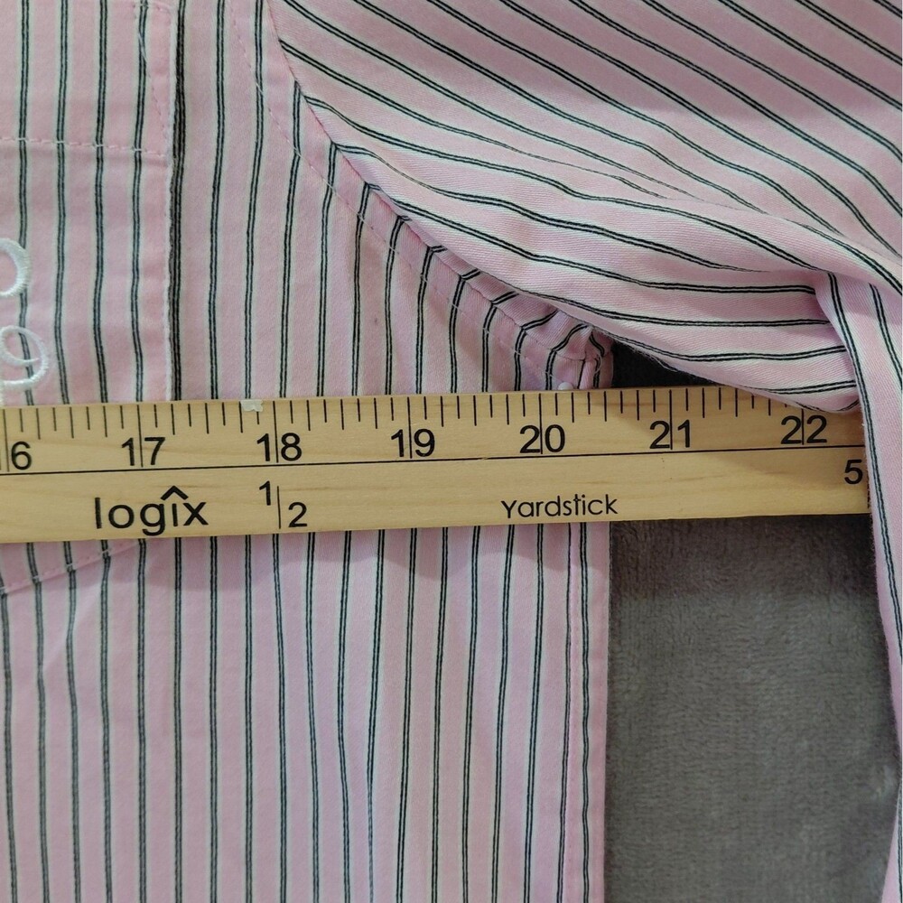 Lauren Ralph Lauren Sleepshirt Women's Large Pink Gray Stripes Monogram Cotton - Picture 7 of 8